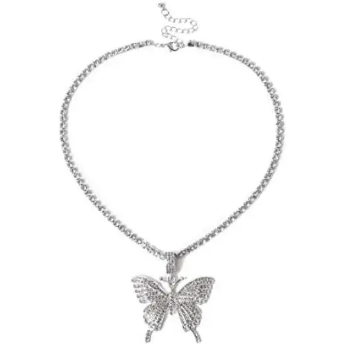 GVUSMIL Large Butterfly Y Pendant Necklaces Dainty Chain Necklace Fashion Jewelry Women Girls Gift for Her