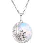 Jovivi Natural Gemstones Moon and Star Healing Crystal Chakra Pendant Necklace with 21.5in Stainless Steel Chain