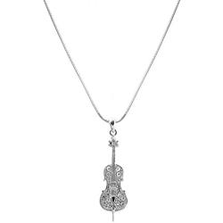 chelseachicNYC Crystal Cello Necklace Silver