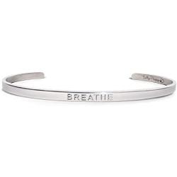 Tally Puppy Breathe Bracelet Engraved Mantra Bangle Cuff Bracelet Inspirational Bracelets for Women, Best Friend, Silver Color or Rose Gold, Gift For Teen, Girls