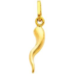 The World Jewelry Center 14k Yellow Gold Cornicello Italian Horn Pendant with 0.65mm Box Link Chain Necklace