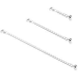 Sllaiss 3 Pieces 925 Sterling Silver Pendant Necklace Bracelet Anklet Chain Extenders for Necklace Lobster Claw Clasps Adjustable Length 1'' 2'' 4''