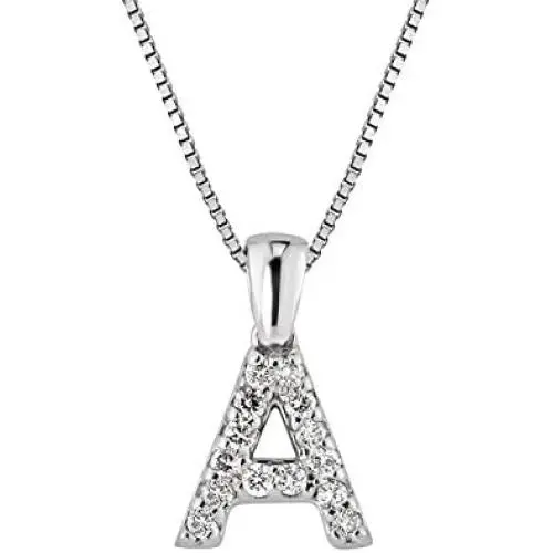 Diamond Wish 14k White Gold Diamond Initial Pendant Necklace (1/10cttw) with 18-inch Chain Diamond Wish 14k White Gold Diamond Initial Pendant Necklace (1/10cttw) with 18-inch Chain