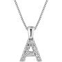 Diamond Wish 14k White Gold Diamond Initial Pendant Necklace (1/10cttw) with 18-inch Chain