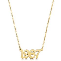 Ovian Birth Year Number Necklace for Women 18K Gold Plated Stainless Steel Birthday Pendant Necklace Memorable Anniversary Jewelry for Girls