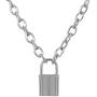 Nanafast Chain Lock Necklace Stainless Steel Statement Long Padlock Pendant Necklace for Women Girls Silver 18-32 Inches