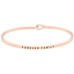 GLAM Forever Family Sentimental Message Thin Brass Bangle Hook Bracelet for Loved Ones