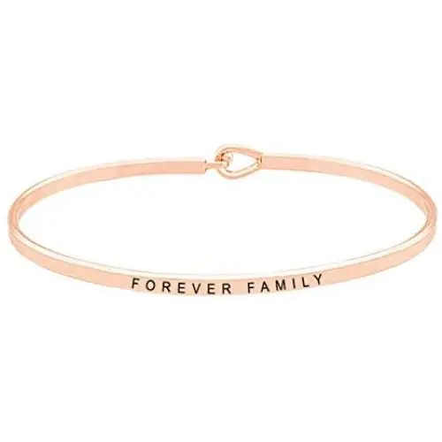 GLAM Forever Family Sentimental Message Thin Brass Bangle Hook Bracelet for Loved Ones GLAM Forever Family Sentimental Message Thin Brass Bangle Hook Bracelet for Loved Ones