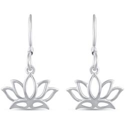 Small Lotus Lace Flower Drop Dangle Swing Earrings in 925 Sterling Silver Jewelry for Women and Girls