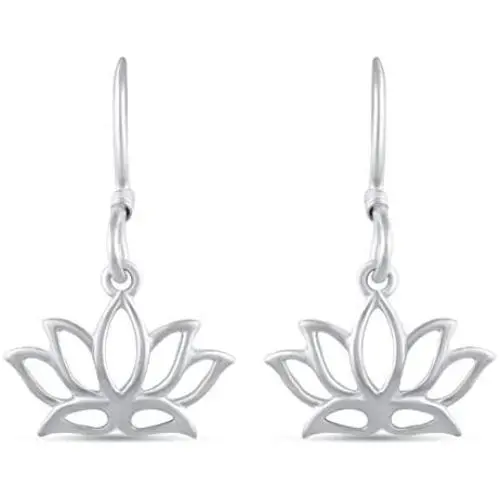 Small Lotus Lace Flower Drop Dangle Swing Earrings in 925 Sterling Silver Jewelry for Women and Girls Small Lotus Lace Flower Drop Dangle Swing Earrings in 925 Sterling Silver Jewelry for Women and Girls