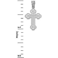 Religious Jewelry by FDJ 925 Sterling Silver Eastern Orthodox IC XC Nika Cross Outline Pendant (Small)