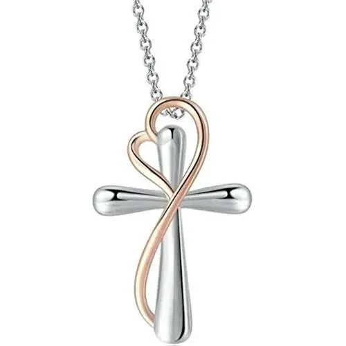 Jude Jewelers Platinum Plated Christian Cross Heart Charm Church Prayer Wedding Statement Necklace Jude Jewelers Platinum Plated Christian Cross Heart Charm Church Prayer Wedding Statement Necklace