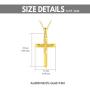 14K Solid Gold Cross Necklace for Women, Delicate Gold Italian Diamond-cut Cross Pendant Necklace Religious Jewelry for Girl, Wife, Mom, 16''-18''