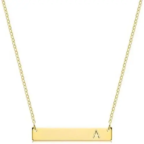 S.J JEWELRY Alphabet 26 A-Z Letter Initial Necklace 14k Gold-Plated Bar Necklace Engraved Name Necklace Personalized Letter Monogram Pendant Necklace for Women Girls S.J JEWELRY Alphabet 26 A-Z Letter Initial Necklace 14k Gold-Plated Bar Necklace Engraved Name Necklace Personalized Letter Monogram Pendant Necklace for Women Girls