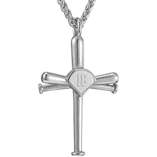 Baseball Necklace,Sports Men Boys Baseball Cross Necklace and Initial Number 0-99 Baseball Necklaces Athletes Stainless Steel Pendant Necklace Chain Custom Made for Women Girl