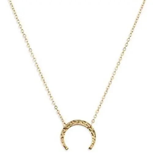Fettero Women Crescent Moon Necklace Gold Double Horn Upside Down Moon Half Pendant 14K Gold Plated Dainty Chain Minimalist Simple Jewelry Gift