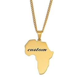 Personalized Custom Name African Map Necklaces Trendy Creative Stainless Steel Pendant Nameplate Jewelry