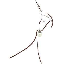 JanKuo Jewelry Rhodium Plated White Simulated Pearl Marcasite Earrings