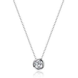EVER FAITH Valentines Day Jewelry for Woman Sterling Silver Clear Cubic Zirconia Bezel Setting Daily Pendant Choker Necklace