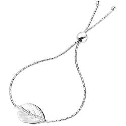 Diamond Bolo Bracelet in .925 Sterling Silver Adjustable Length with Lock