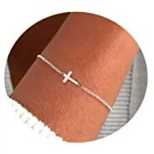 NECOCY 14K Gold/Silver Plated Dainty Sideways Cross Bracelets Tiny Handmade Cross Pendant Adjustable Link Chain Bracelets for Women NECOCY 14K Gold/Silver Plated Dainty Sideways Cross Bracelets Tiny Handmade Cross Pendant Adjustable Link Chain Bracelets for Women