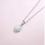 FANCIME October Birthstone Sterling Silver Created Opal Necklace Earrings Stud Hoop Dangle Cubic Zirconia CZ Fire Opal Halo Teardrop Pendant Fine Jewelry Gifts for Women Girls