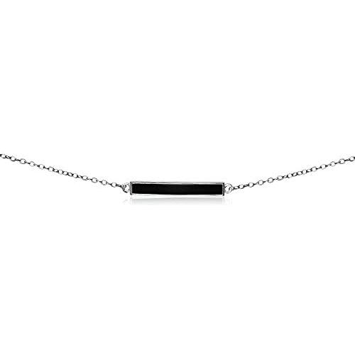 GemStar USA Sterling Silver Colored Enamel Bar Dainty Choker Necklace for Women Girls