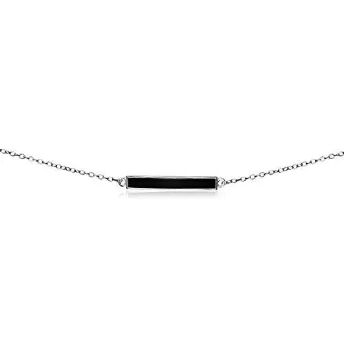 GemStar USA Sterling Silver Colored Enamel Bar Dainty Choker Necklace for Women Girls GemStar USA Sterling Silver Colored Enamel Bar Dainty Choker Necklace for Women Girls