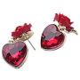 18K Gold Plated Heart-shaped Crystal Rose Charm Dangle Drop Earrings For Women Girls Retro fashion Jewelry