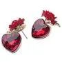 18K Gold Plated Heart-shaped Crystal Rose Charm Dangle Drop Earrings For Women Girls Retro fashion Jewelry 18K Gold Plated Heart-shaped Crystal Rose Charm Dangle Drop Earrings For Women Girls Retro fashion Jewelry