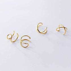 Dtja Sterling Silver Ear Cuff Wrap Earrings for Non Piercing Cartilage Clip on Helix Minimalist Womens Girls Love Knot Gold Hoops Adjustable Jewelry Unisex
