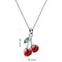 VONSSY Personalized Red Cherry Pendant Gold Necklace Flower Ruby Sweater Chain with 5A CZ Jewelry for Girl Women Wife Girlfriend Friends Gift