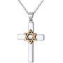 Nofade Silver Cross Star of David Pendant Necklace Gold&Silver Two Tone Pendant Religious Jewish Jewelry for Women Men, Chain 18(with Gift Box)