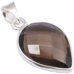 SilverStarJewel 13 x 18 mm Smoky Quartz tcw 11.5 Pendant 1.2'' 925 Solid Silver Fashion Gift