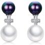 Pearl Earrings for Women, 925 Sterling Silver Pearl Double Ball Stud Earring for Women, Wife, Girlfriend Mother- Fashion Hypoallergenic Silver Jewelry Gift BJ09072 (Pearl Earings)