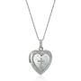 Amazon Collection Sterling Silver Heart and Mother-of-Pearl Heart and Cross Locket Necklace, 18