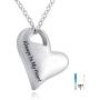 925 Sterling Silver Heart Urn Ahes Necklace Engraved Always In My Heart Dad Mom NaNa Grandpa Pet Cremation Memorial Keepsake Jewelry (Blank)