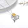 925 Sterling Silver Heart Shape Flower Necklace Collections Sunflower Sunshine Necklace Rose Pendant Necklace Jewelry For Women Girls for Her Birthday Christmas Gifts