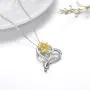 925 Sterling Silver Heart Shape Flower Necklace Collections Sunflower Sunshine Necklace Rose Pendant Necklace Jewelry For Women Girls for Her Birthday Christmas Gifts