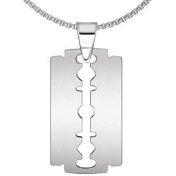 Xusamss Punk Jewelry Stainless Steel Razor Blade Tag Pendant Necklace,24'' Box Chain