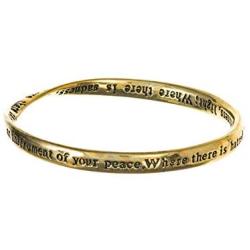 Jewelry Nexus St. Francis Prayer Engraved Twist Bangle Inspirational Bracelet with Prayer Card