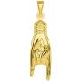 14k Yellow Gold Hand Charm Mano Cornuto Good Luck Sign Pendant (35mm x 10mm)