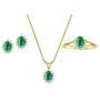 RYLOS Ladies Ring, Earring & Necklace Matching Set with Oval Shape Gemstone & Genuine Sparkling Diamonds in 14K Yellow Gold Plated Silver .925-6X4MM Color Stone 18'' Chain Birhtstone Jewelry