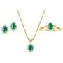 RYLOS Ladies Ring, Earring & Necklace Matching Set with Oval Shape Gemstone & Genuine Sparkling Diamonds in 14K Yellow Gold Plated Silver .925-6X4MM Color Stone 18'' Chain Birhtstone Jewelry