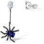 Santuzza Sterling Silver Sapphire Color Spider Drop Earrings Round Blue Spinel CZ Stones