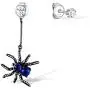 Santuzza Sterling Silver Sapphire Color Spider Drop Earrings Round Blue Spinel CZ Stones