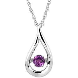 Brilliance in Motion 925 Sterling Silver Dancing Birthstone Teardrop Pendant Necklace, 18''