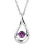 Brilliance in Motion 925 Sterling Silver Dancing Birthstone Teardrop Pendant Necklace, 18''
