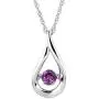 Brilliance in Motion 925 Sterling Silver Dancing Birthstone Teardrop Pendant Necklace, 18'' Brilliance in Motion 925 Sterling Silver Dancing Birthstone Teardrop Pendant Necklace, 18''