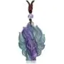 CrystalTears Fluorite Healing Crystal Fox Necklace Handcarved Reiki Healing Crystal Gemstone Fox Amulet Pendant Necklace Jewelry for Men